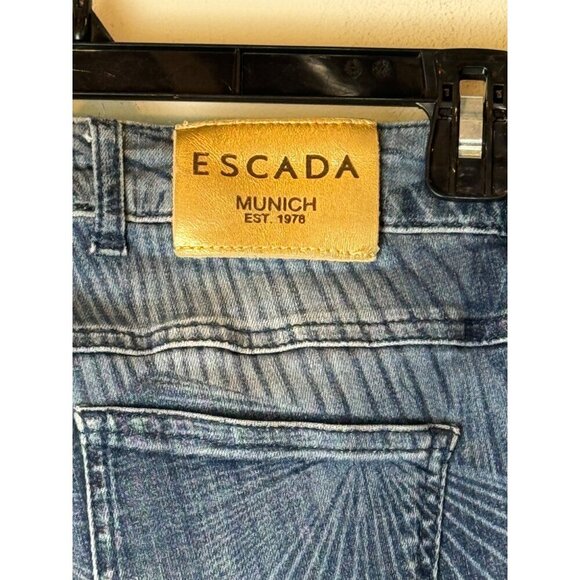 Escada Jeans Women 12 Blue Medium Wash Geometric Prism Straight Leg Retro - Picture 7 of 10